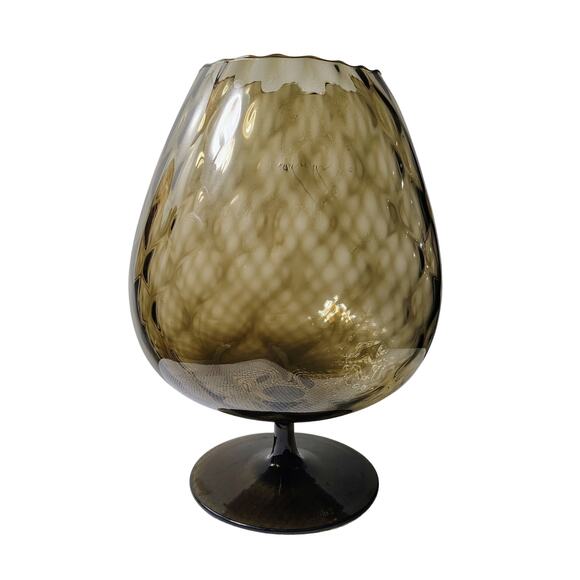 50s Rare Black Glass MCM Mid-Century Modern Huge Base Optical Vase Empoli Italy - Picture 2 of 8